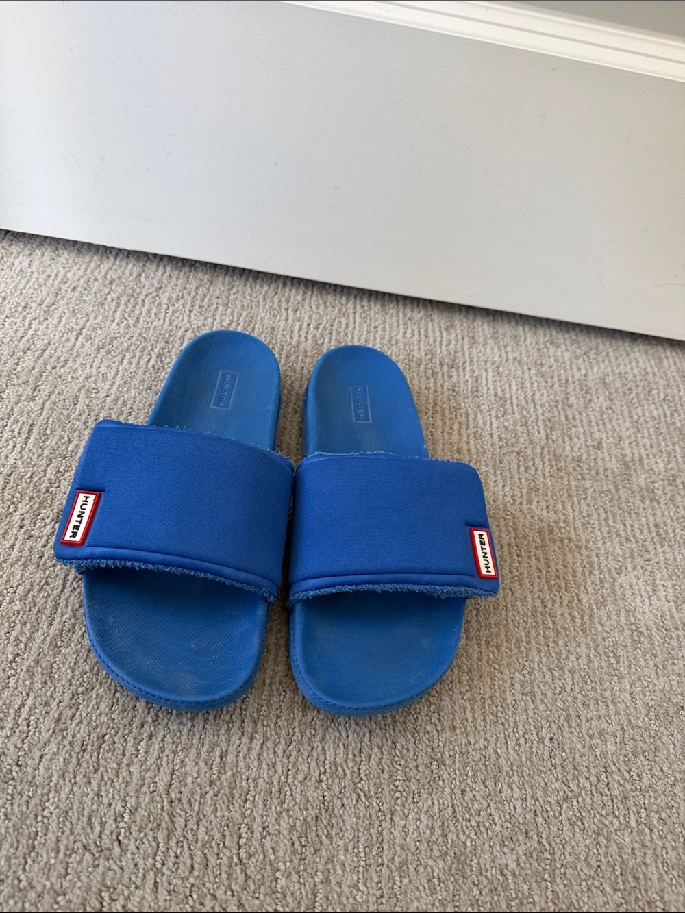 HUNTER ORIGINAL ADJUSTABLE SLIDE Mens Neoprene Sandals Dragonfly Blue